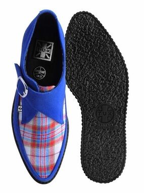T.U.K women Blue Suede Plaid Creeper Shoes